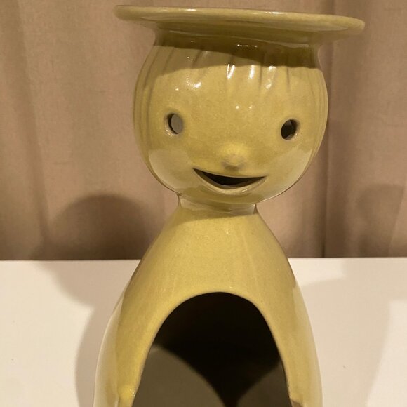 Vintage Mid-Century Happy Man Pottery Planter & Candle Holder – 10” Tall - Picture 7 of 8